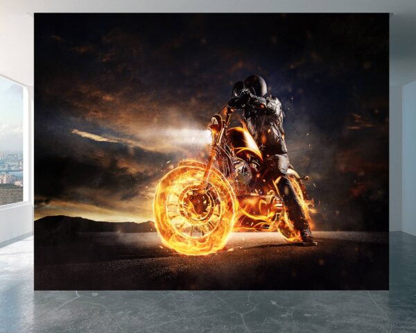 Dynamic motorbike design on cool wallpaper