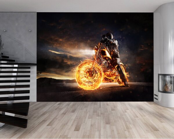 Office wall adorned with cool motorbike mural