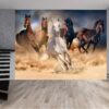 Running Horses on Sand Wallpaper Photo Wall Mural Wall UV Print Decal Wall Art Décor