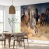 Running Horses on Sand Wallpaper Photo Wall Mural Wall UV Print Decal Wall Art Décor