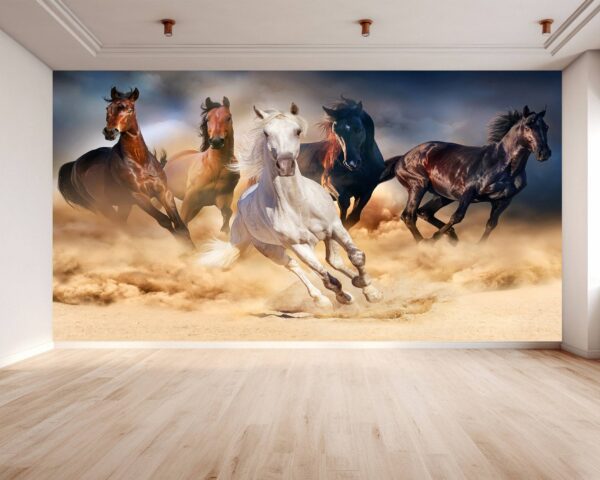 Office wall adorned with horse wall mural