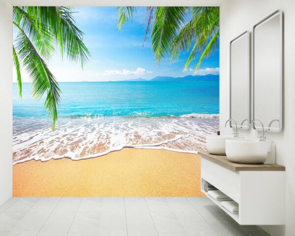 Relaxing Beach & Palma View Wallpaper Photo Wall Mural Wall UV Print Decal Wall Art Décor