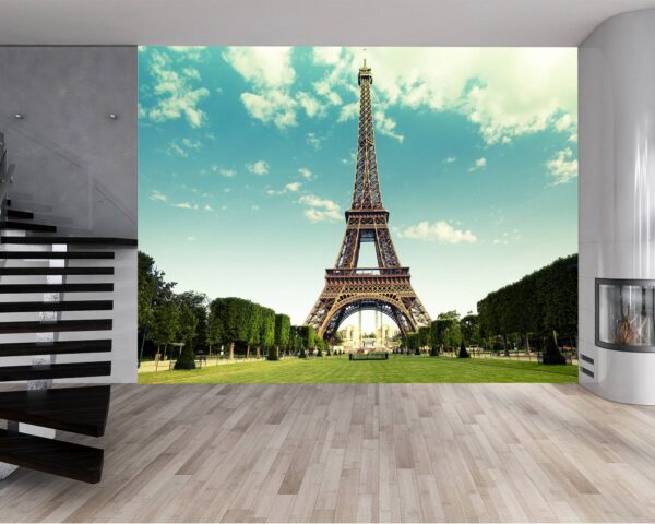 Eiffel Tower mural perfect for studies and vintage-themed rooms