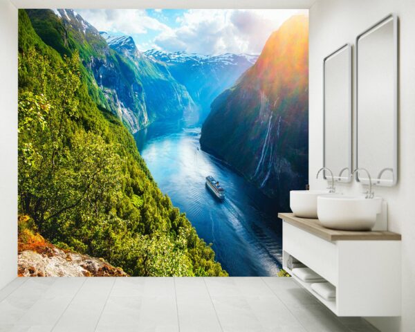 River in the Mountains Wallpaper Photo Wall Mural Wall UV Print Decal Wall Art Décor