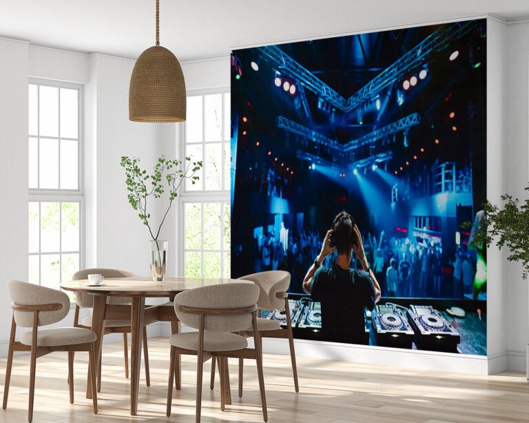 Dj Playing on Disco Wallpaper Photo Wall Mural Wall UV Print Decal Wall Art Décor