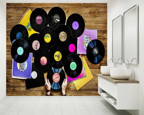 Vinyls Discs on Wall Wallpaper Photo Wall Mural Wall UV Print Decal Wall Art Décor