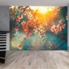 Rolled-up waterproof flower sunset home wallpaper.