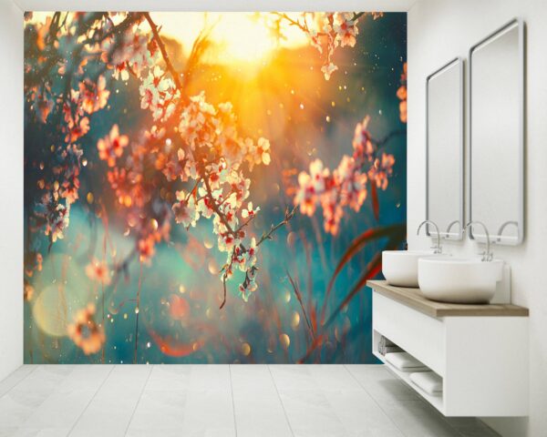 Natural Flowers Sunset View Wallpaper Photo Wall Mural Wall UV Print Decal Wall Art Décor