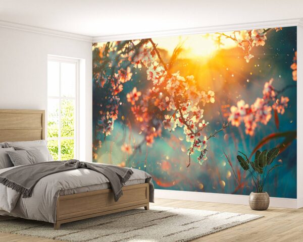 Natural Flowers Sunset View Wallpaper Photo Wall Mural Wall UV Print Decal Wall Art Décor