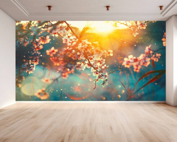 Natural Flowers Sunset View Wallpaper Photo Wall Mural Wall UV Print Decal Wall Art Décor