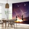 Love Couple in Sunset Wallpaper Photo Wall Mural Wall UV Print Decal Wall Art Décor