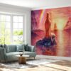 Dreamy watercolor mermaid design on self-adhesive wallpaper