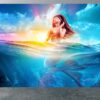 Mystical underwater mermaid and woman design on self-adhesive wallpaper