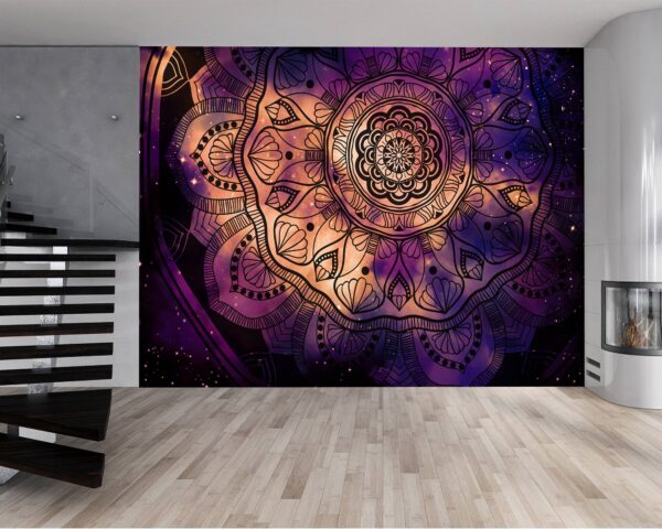 Wall mural showcasing a starlit sky and mandala design