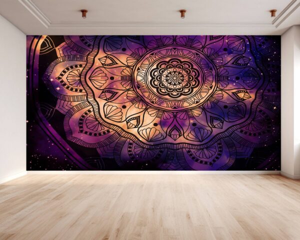 Self-adhesive wallpaper with celestial and spiritual patterns