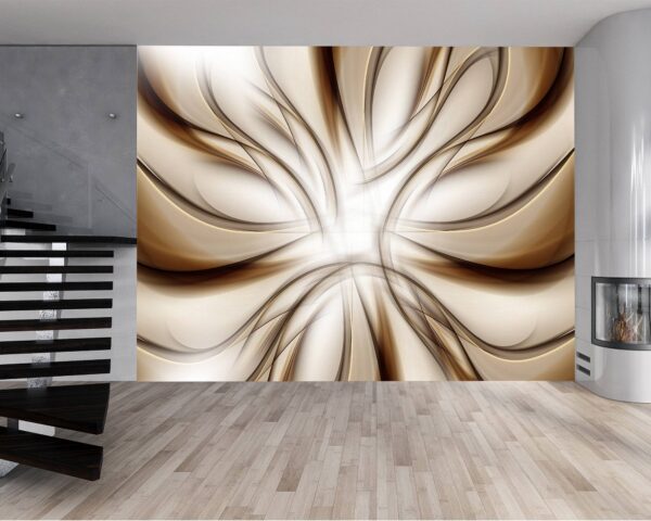 Abstract Brown Waves Wall Mural - Peel and Stick Removable Wallpaper