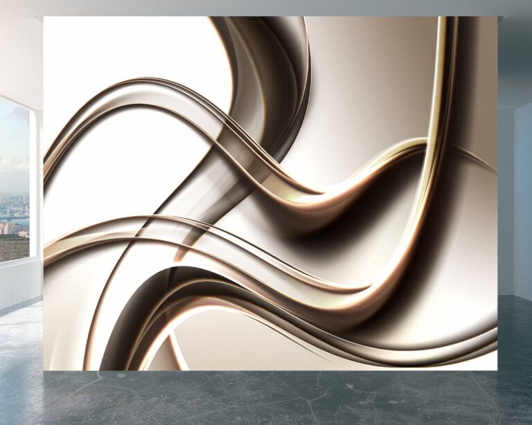 3D Abstract Gold Wave Design Wallpaper Photo Wall Mural Wall UV Print Decal Wall Art Décor