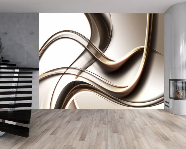 3D Abstract Gold Wave Design Wallpaper Photo Wall Mural Wall UV Print Decal Wall Art Décor