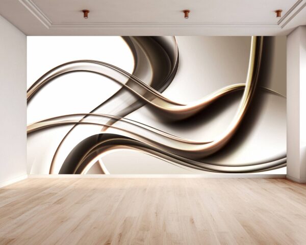 Self-adhesive shimmering gold waves wallpaper