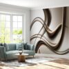 Waterproof wallpaper with 3D gold wave patterns