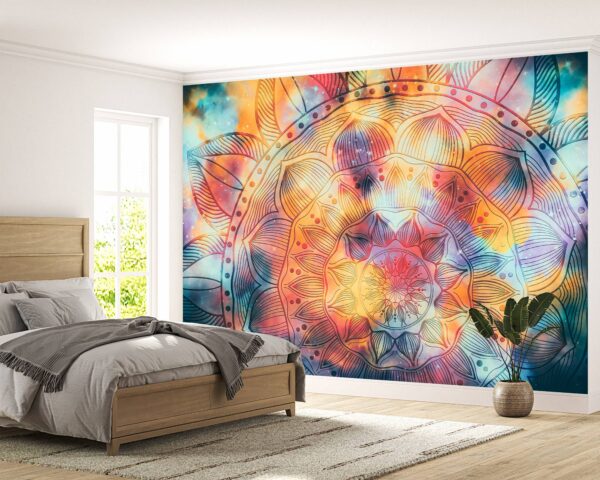 Abstract Mandala Watercolor Wallpaper Photo Wall Mural Wall UV Print Decal Wall Art Décor