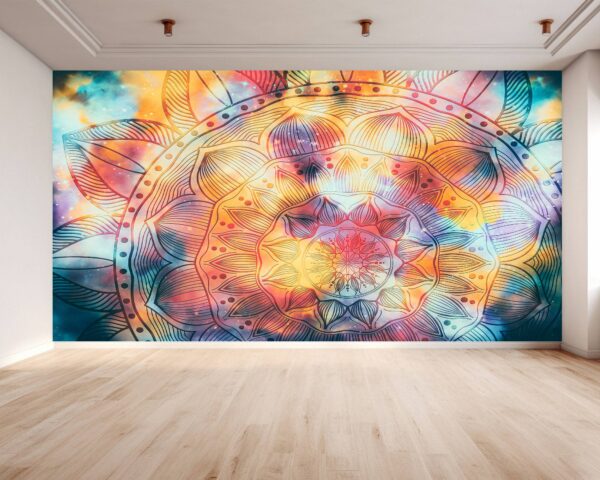 Waterproof wallpaper with colourful mandala patterns