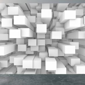 Modern 3D white blocks design wall mural