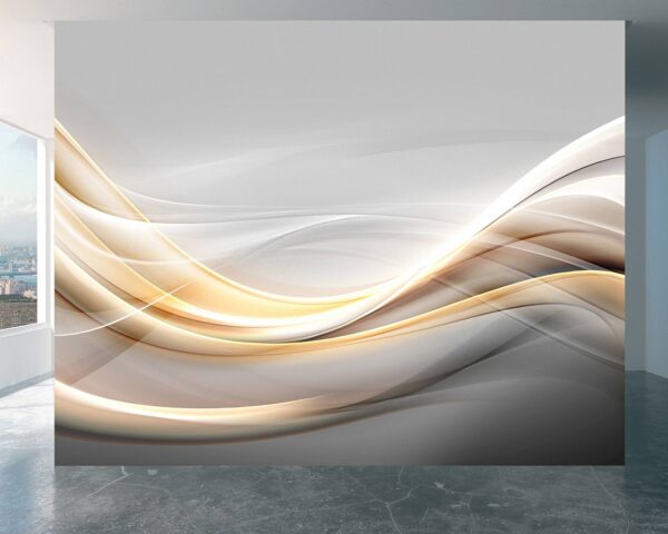 Modern gold waves design wall mural