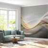 Self-adhesive shimmering gold waves wallpaper