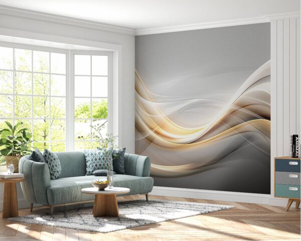 Self-adhesive shimmering gold waves wallpaper