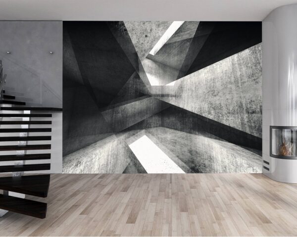 Living room adorned with grey and black concrete effect