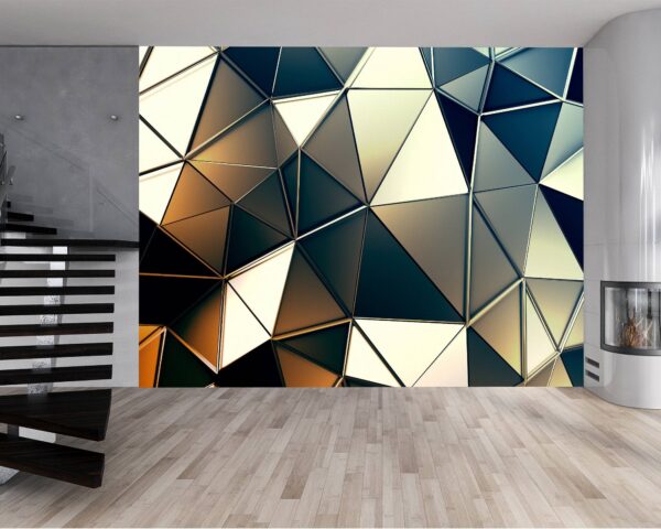 Modern triangles design with reflective glass effect wall mural