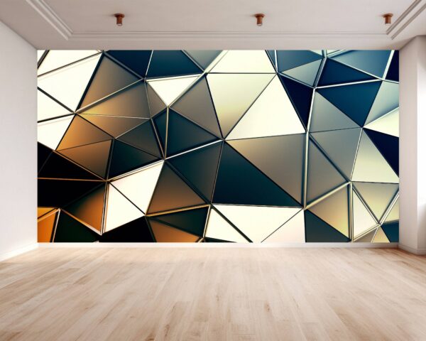 Self-adhesive wallpaper with shimmering triangle patterns