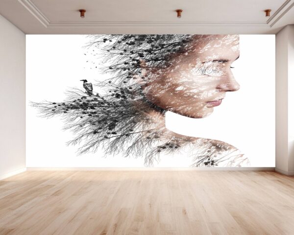 Waterproof wallpaper with nature-inspired artistic design