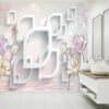 Geometric Shapes and Flowers Wallpaper Photo Wall Mural Wall UV Print Decal Wall Art Décor