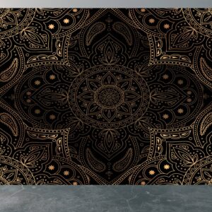 Luxurious black and gold mandala design wall mural