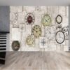 Timeless vintage clocks design on light background wall mural