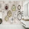 3D Effect Wall with Clocks Wallpaper Photo Wall Mural Wall UV Print Decal Wall Art Décor