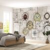 3D Effect Wall with Clocks Wallpaper Photo Wall Mural Wall UV Print Decal Wall Art Décor