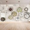 3D Effect Wall with Clocks Wallpaper Photo Wall Mural Wall UV Print Decal Wall Art Décor