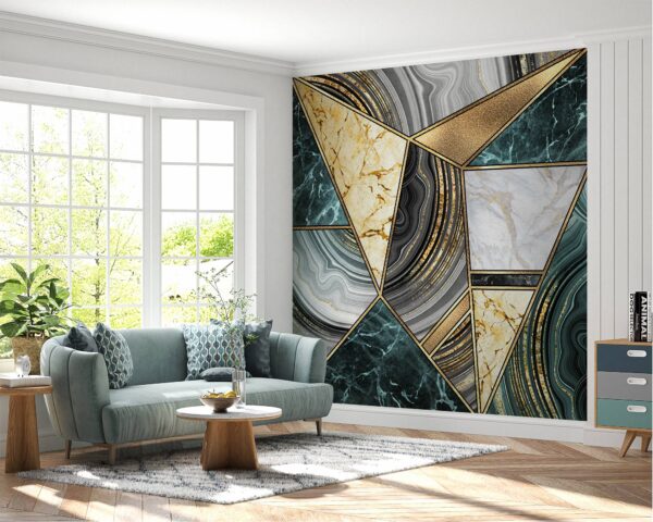 Multicolor Marble Vinyl Wallpaper - Removable Living Room Wall Decor with Stylish Marble Wall Design