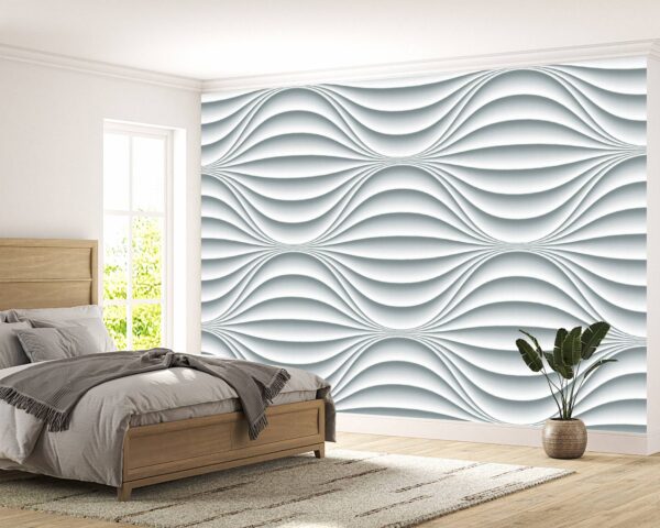 White Wavy Background Wallpaper Photo Wall Mural Wall UV Print Decal Wall Art Décor