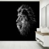 Black and White Lion Wallpaper Photo Wall Mural Wall UV Print Decal Wall Art Décor