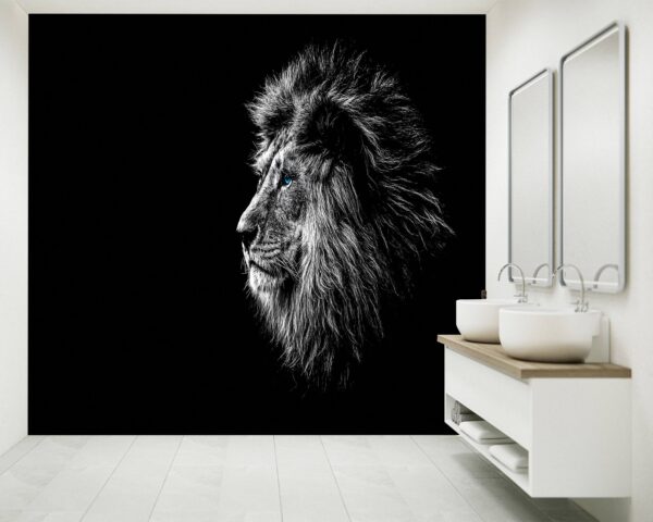 Black and White Lion Wallpaper Photo Wall Mural Wall UV Print Decal Wall Art Décor