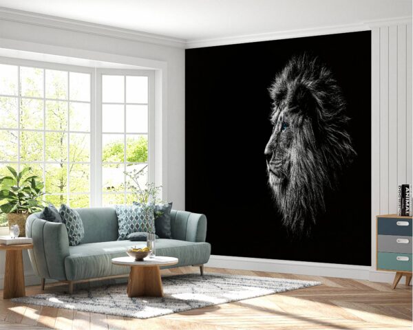 Waterproof lion-themed wall mural