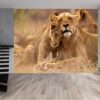 Close-up of detailed lion wall art design