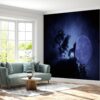 Living room adorned with wolf wallpaper mural