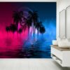 Palm trees with neon glow Wallpaper Photo Wall Mural Wall UV Print Decal Wall Art Décor