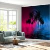 Palm trees with neon glow Wallpaper Photo Wall Mural Wall UV Print Decal Wall Art Décor