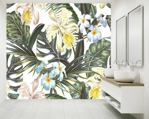 Summer Exotic Flowers Wallpaper Photo Wall Mural Wall UV Print Decal Wall Art Décor